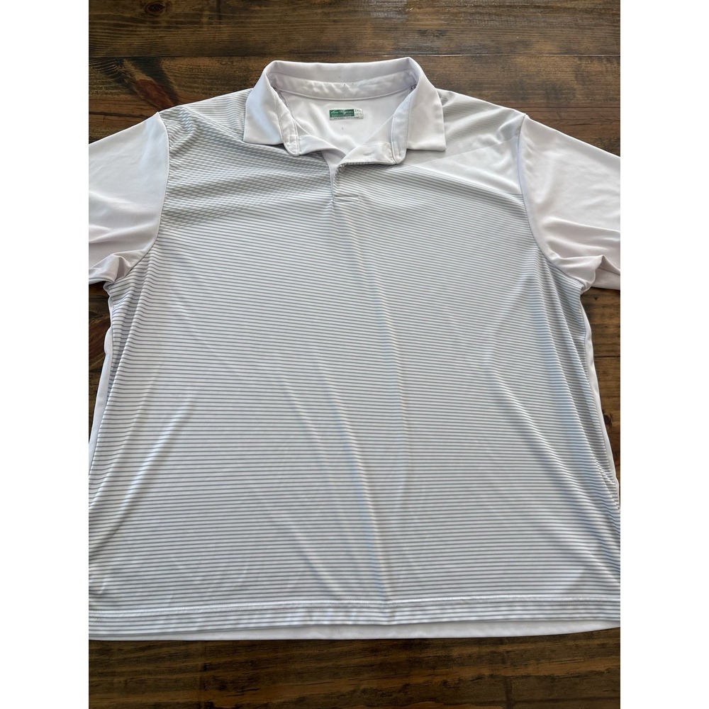 Ben Hogan Polo Shirt Mens 2XL White Performance Striped Golf Short Sleeve XXL
